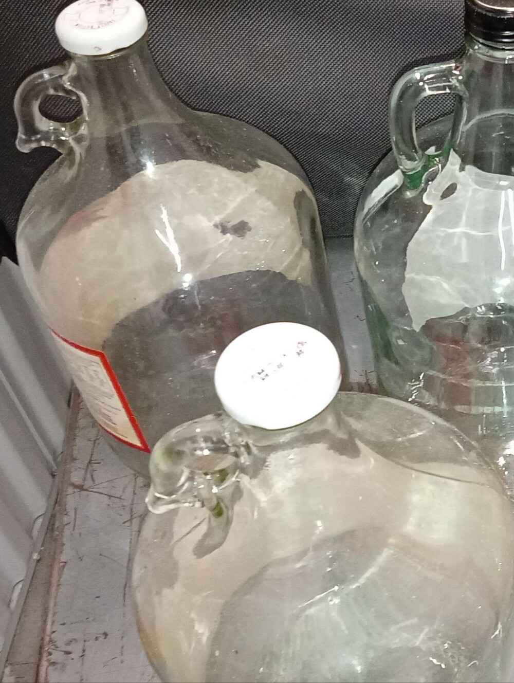 2 Glass Gallon Apple Juice Jugs With Handle